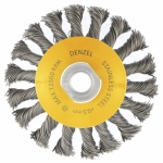 Щетка для УШМ, 100 мм, "Тарелка", крученая нержавеющая проволока 0.5 мм, М14 Denzel DENZEL