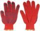 Перчатки вязаные упрочненные ( 4 нити ) красные х/б с ПВХ - фото 1