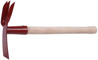 Мотыжка комбинированная с деревянной ручкой, 3 витых зуба, профиль трапеция КУРС