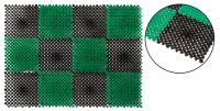 Коврик пластиковый "Травка" 410x550 мм, клетка черно-зеленая