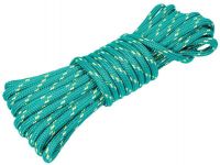 Веревка плетеная с сердечником 10 мм х 15 м, зеленая с желтой, белой нитями, моток MAESTRO