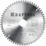 KRAFTOOL Multi Material 190х30мм 60Т, диск пильный по алюминию Kraftool