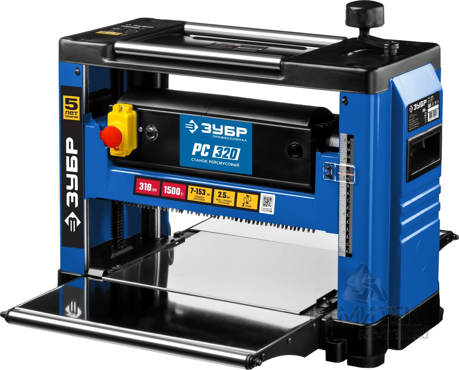 Рейсмусовый станок, ширина строгания 318мм, толщина заготовки до 153 мм, 2  ножа, 9000 об/мин, 1500Вт, 8м/мин Зубр арт. РС-320 купить по цене 38 602,50  руб