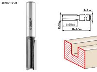 Фреза пазовая прямая, D=10 мм, рабочая длина-25 мм, хв.-8 мм, ЗУБР Профессионал Зубр