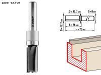 Фреза пазовая прямая с верхним подшипником, D=12,7 мм, рабочая длина-26 мм, хв.-8 мм, d-12,7 мм, ЗУБР Профессионал Зубр