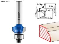 Фреза кромочная калевочная №1, D= 17,3мм, рабочая длина-8мм, радиус-2,4мм, хв.-8мм, d-12,7мм, ЗУБР Профессионал Зубр