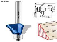 Фреза кромочная калевочная №4, D= 33,3мм, рабочая длина-13мм, радиус-5мм, хв.-8мм, d-12,7мм, ЗУБР Профессионал Зубр