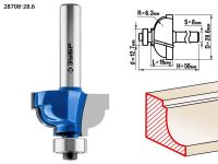 Фреза кромочная калевочная №7, D= 28,6мм, рабочая длина-16мм, радиус-6,3мм, хв.-8мм, d-12,7мм, ЗУБР Профессионал Зубр