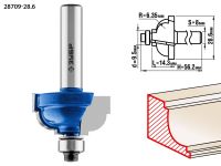 Фреза кромочная калевочная №7, D= 28,6мм, рабочая длина-14,3мм, радиус-6,35мм, хв.-8мм, d-9,5мм, ЗУБР Профессионал Зубр