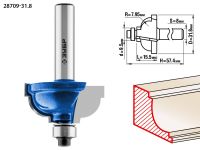 Фреза кромочная калевочная №7, D= 31,8мм, рабочая длина-15,5мм, радиус-7,95мм, хв.-8мм, d-9,5мм, ЗУБР Профессионал Зубр