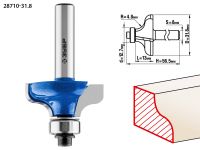 Фреза кромочная калевочная №8, D= 31,8мм, рабочая длина-13мм, радиус-4,8мм, хв.-8мм, d-12,7мм, ЗУБР Профессионал Зубр
