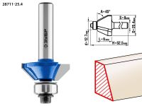Фреза кромочная калевочная(фасочная) №9, D= 25,4мм, рабочая длина-9мм, угол наклона-45 градусов, хв.-8мм, d-12,7мм, ЗУБР Профессионал Зубр