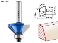 Фреза кромочная калевочная(фасочная) №9, D= 30,2мм, рабочая длина-13мм, угол наклона-45 градусов, хв.-8мм, d-12,7мм, ЗУБР Профессионал Зубр