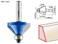 Фреза кромочная калевочная(фасочная) №9, D= 34,9мм, рабочая длина-17мм, угол наклона-45 градусов, хв.-8мм, d-12,7мм, ЗУБР Профессионал Зубр