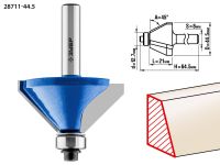 Фреза кромочная калевочная(фасочная) №9, D= 44,5мм, рабочая длина-21мм, угол наклона-45 градусов, хв.-8мм, d-12,7мм, ЗУБР Профессионал Зубр