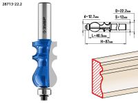 Фреза кромочная фигурная №2, D= 22,2мм, рабочая длина-40,5мм, хв.-12мм, d-12,7мм, ЗУБР Профессионал Зубр