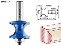 Фреза полустержневая с подшипником, D= 34,9мм, рабочая длина-27мм, радиус-9,5мм, хв.-12мм, d-12,7мм, ЗУБР Профессионал Зубр