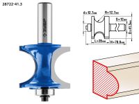 Фреза полустержневая с подшипником, D= 41,3мм, рабочая длина-35мм, радиус-12,7мм, хв.-12мм, d-12,7мм, ЗУБР Профессионал Зубр