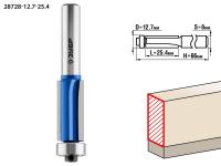 Фреза кромочная с нижним подшипником(3 лезвия), D= 12,7мм, рабочая длина-25,4мм, хв.-8мм, d-12,7мм, ЗУБР Профессионал Зубр