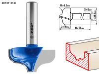 Фреза пазовая фасонная №2, D= 31,8мм, рабочая длина-16мм, радиус-6,35мм, хв.-8 мм, ЗУБР Профессионал Зубр