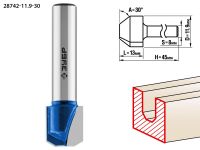 Фреза пазовая фасонная №3, D= 11,9мм, рабочая длина-13мм, угол-30 градусов, хв.-8мм, ЗУБР Профессионал Зубр