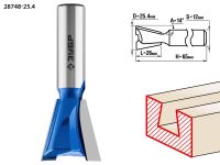Фреза пазовая фасонная "Ласточкин Хвост", D= 25,4мм, рабочая длина-26мм, обратный угол-14 градусов, хв.-12 мм, ЗУБР Профессионал Зубр