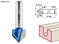 Фреза пазовая галтельная V-образная, D= 12,7мм, рабочая длина-13мм, угол-90° градусов, хв.-8 мм, ЗУБР Профессионал Зубр