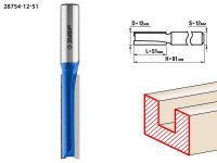 Фреза пазовая прямая, удлиненная, D= 12мм, рабочая длина-51мм, хв.-12 мм, ЗУБР Профессионал Зубр