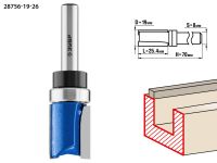 Фреза пазовая прямая с верхним подшипником, D= 19мм, рабочая длина-25,4мм, хв.-8мм, d-19мм, ЗУБР Профессионал Зубр