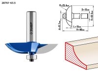 Фреза фигирейная №2, D= 63,5мм, рабочая длина-13мм, радиус-25,4мм, хв.-12мм, d-12,7мм, ЗУБР Профессионал Зубр