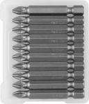 Биты ЗУБР "МАСТЕР" кованые, хромомолибденовая сталь, тип хвостовика E 1/4", PZ2, 50мм, 10шт Зубр