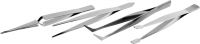 Набор ЗУБР: Пинцеты, нержавеющая сталь, прямой, заостренные губки, изогнутый, самозажимной прямой, плоские и широкие губки, 120мм Зубр