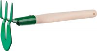 Мотыга-рыхлитель, 39625, с деревянной ручкой, "лепесток+3 зуба" прямая, 155x70x425мм РОСТОК