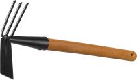 Мотыга-рыхлитель "PROLine", лопатка+3 зуба с деревянной ручкой, 421517, 113х100х575мм Grinda