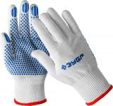 Перчатки ЗУБР трикотажные, 12 класс, х/б, с защитой от скольжения, L-XL Зубр
