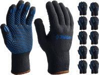 МАСТЕР, размер L-XL, перчатки трикотажные утепленные, с ПВХ покрытием (точка), 10 пар в упаковке. Зубр