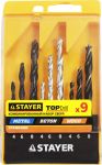 Набор STAYER "STANDARD": Сверла комбинированные, дерево (4-6-8мм), металл (4-6-8мм), бетон (4-6-8мм), 9 предметов Stayer
