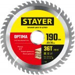 OPTIMA 190 x 30/20мм 36Т, диск пильный по дереву, оптимальный рез Stayer