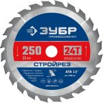 Стройрез 250х30мм 24Т, диск пильный по строительной древесине Зубр