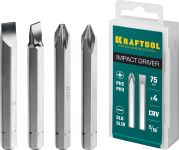 KRAFTOOL 75 мм, 4 шт, Набор бит для ударной отвертки (25552) Kraftool