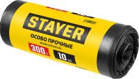 STAYER HEAVY DUTY 300 л, чёрные, 10шт, особопрочные, строительные мусорные мешки (39157-300) Stayer