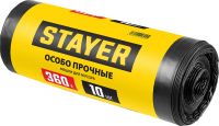 STAYER HEAVY DUTY 360 л, чёрные, 10шт, особопрочные, строительные мусорные мешки (39157-360) Stayer