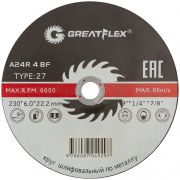 Диск шлифовальный по металлу Greatflex Т27-230 х 6,0 х 22 мм, класс Master GREATFLEX