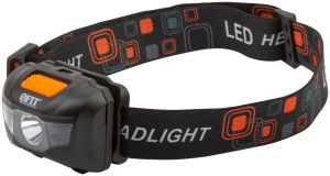 Фонарик с креплением на голову, 1 сверхяркий светодиод 3 Вт + 2 LED красного цвета (3 ААА батарейки) FIT