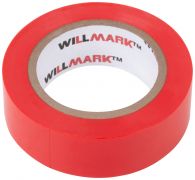 Изолента ПВХ самозатухающая WILLMARK  19 мм х 0,15 мм х 10 м ( красная )