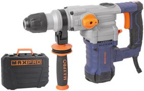 MAX-PRO Перфоратор демонтажный 1200 Вт, 880 об/мин, 4,5 Дж, 3 режима, Д/Б/М-40/28/13, 4,95 кг, SDS-PLUS, антивибрационная ручка, резиновые вставки, ре MAXPRO