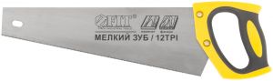 Ножовка по ламинату, мелкий каленый зуб 12 ТPI (шаг 2 мм), заточка, пластиковая прорезиненная ручка 350 мм FIT