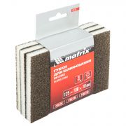 Губка для шлифования, 125 х 100 х 10 мм, мягкая, 3 шт, P 60/80, P 60/100, P 80/120. MATRIX