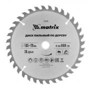 Пильный диск по дереву, 185 х 20 мм, 36 зубьев, кольцо 16/20. Professional MATRIX