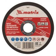 Круг отрезной по металлу, 125 х 1 х 22 мм. MATRIX